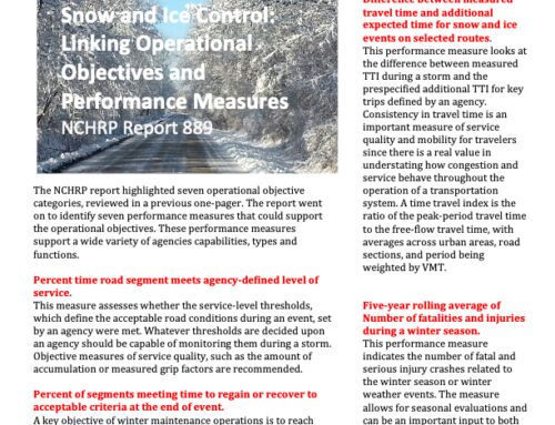 Performance Measures in Snow and Ice Control: Operational Objectives and Performance Measures
